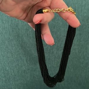 Black micro bead multi strand necklace